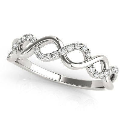 Silver Diamond Twisted Band Ring Style 1