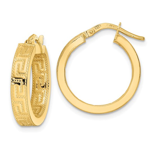 14K Gold Greek Pattern Earrings