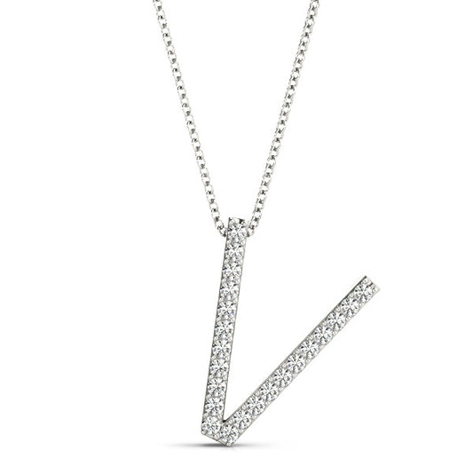 Diamond Initial V Pendant