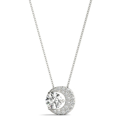 Silver Diamond Moon Pendant