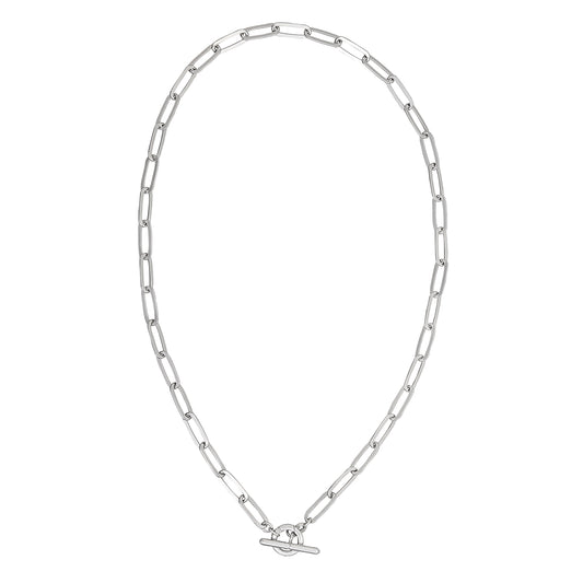 Silver Paperclip Toggle Bar Necklace