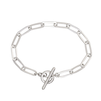 Silver Paperclip Toggle Bar Bracelet
