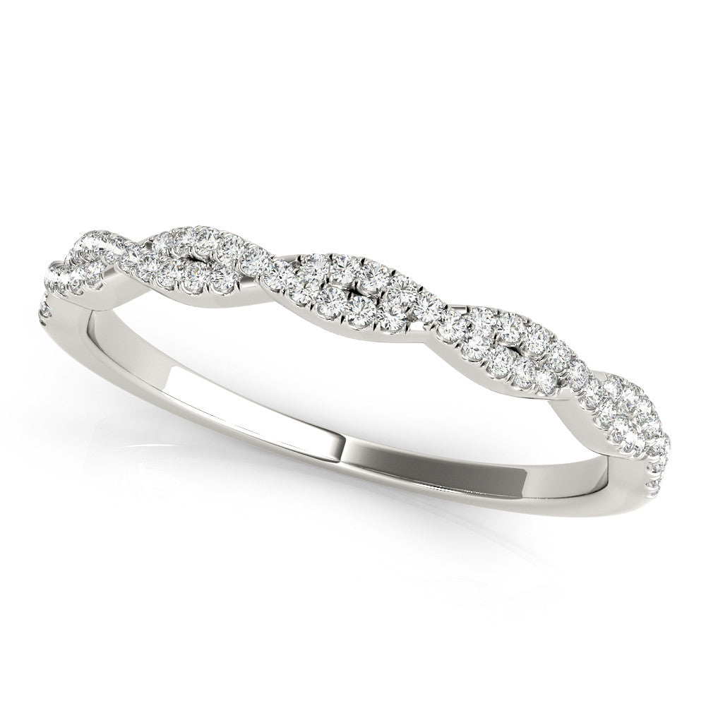Silver Diamond Twisted Band Ring Style 2