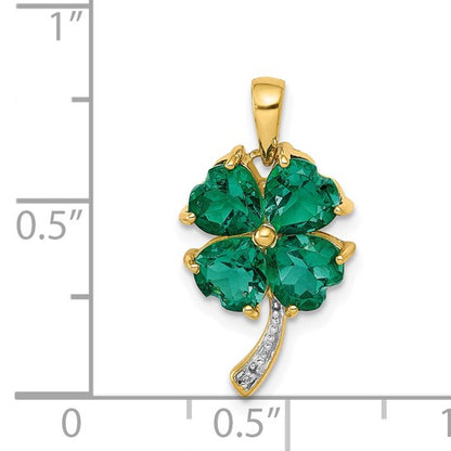 14K Gold Emerald 4 Leaf Clover Pendant